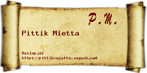 Pittik Mietta névjegykártya